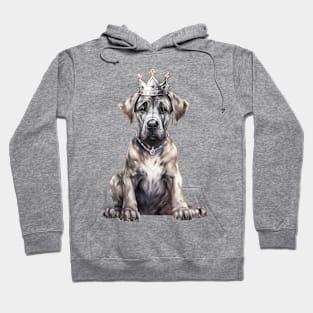 Watercolor Great Dane Dog Wearing a Crown Hoodie